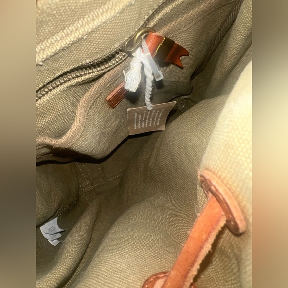 Madewell Olive Green cotton canvas Backpack brown leather detail main image 5